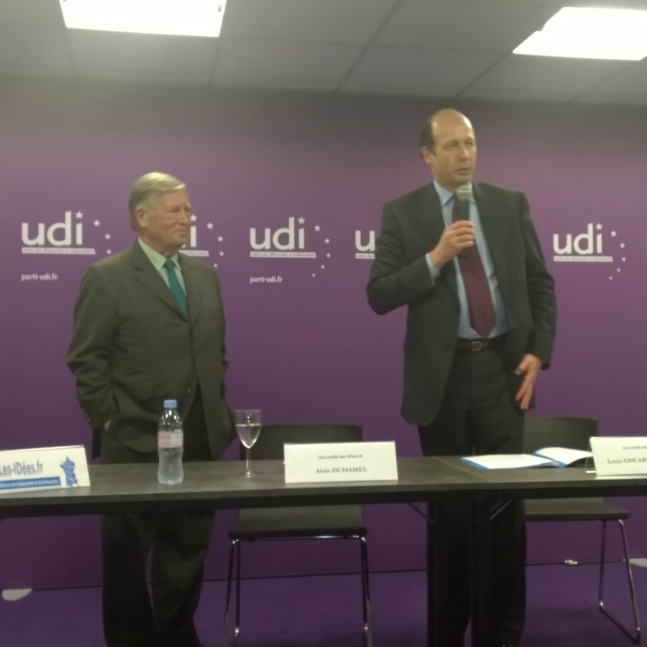Alain Duhamel et Louis Giscard d’Estaing au 17ème Forum-débat organisé par les Les-IDées.fr, le 17 novembre 2014 au siège de l’UDI à Paris